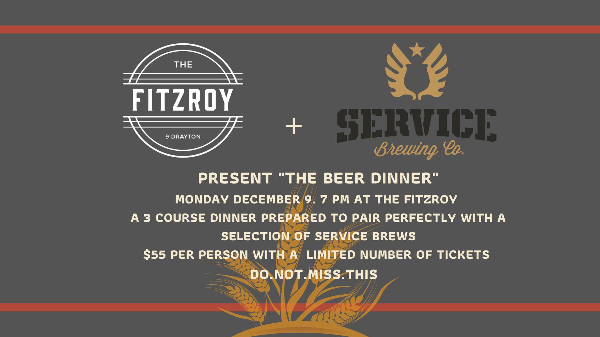 The Fitzroy & Service Brewery present “The Beer Dinner”